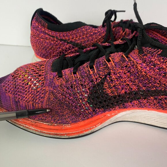 Nike Flyknit Racer Running Shoes Men's 8.5 Acai Berry Hyper Orange 526628 008 - Picture 13 of 16